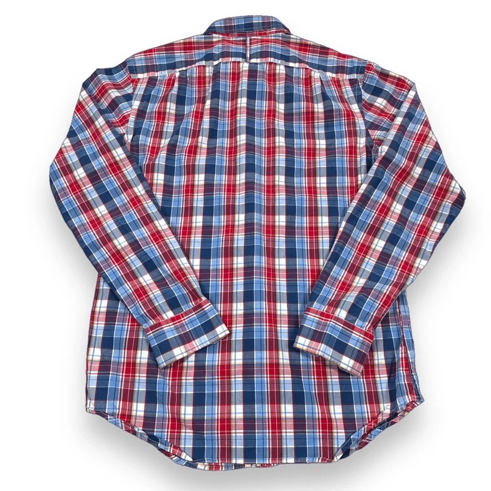 Banana Republic Shirt Mens Small S Blue Plaid Slim Fit Long Sleeve Button‎ Down